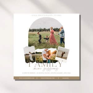 Sjabloon voor familieminisessies, fotografiemarketing, Photoshop-sjabloon, sjabloon voor gezinsminisessies, marketingbord voor fotografen