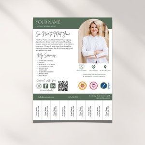 Volantino da strappare per la ricerca di clienti da parte di un notaio, branding di un notaio, agente per la firma di prestiti, forniture per notai, modelli di marketing Canva