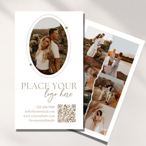Fotografie visitekaartje sjabloon, fotograaf visitekaartje bewerkbare Canva sjabloon