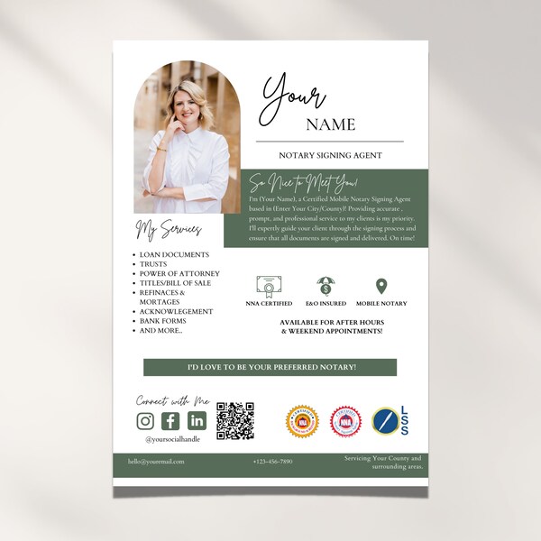 DIY Flyer Template, Canva Template For Notary Signing Agents, Marketing for Notary Public
