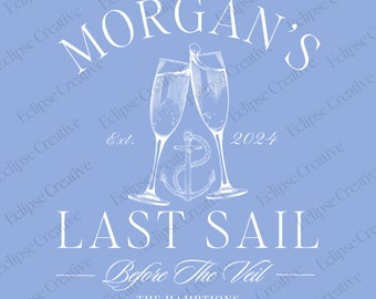 Last Sail before the Veil Bachelorette Logo Template,Coastal Bach, Beach Bachelorette Logo,Bach Merch Logo Template,Custom Canva Template