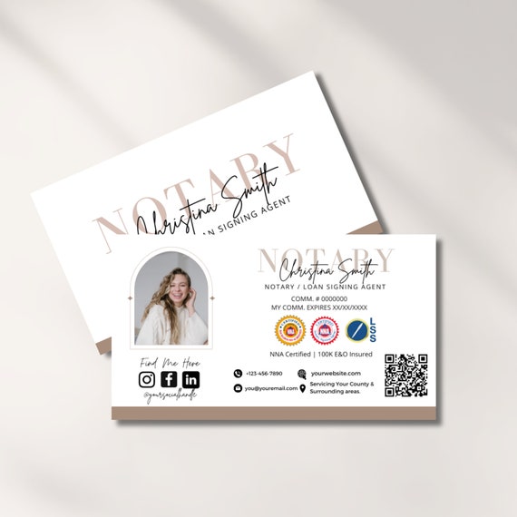 Notary Business Card Template , Notary Digital Card, Loan Signing Agent Business Card, Notary Canva Template Card