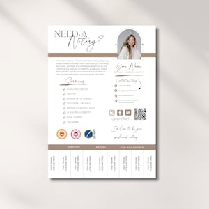 Flyer détachable pour la prospection de clients notaires, l'image de marque du notaire, l'agent de signature de prêt, les fournitures de notaire, les modèles de marketing Canva