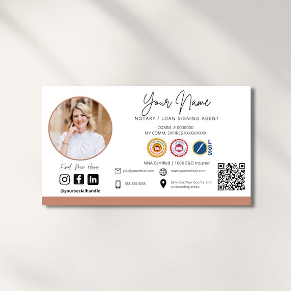 Notary Business Card Template Etsy Notary Business Card Template Etsy