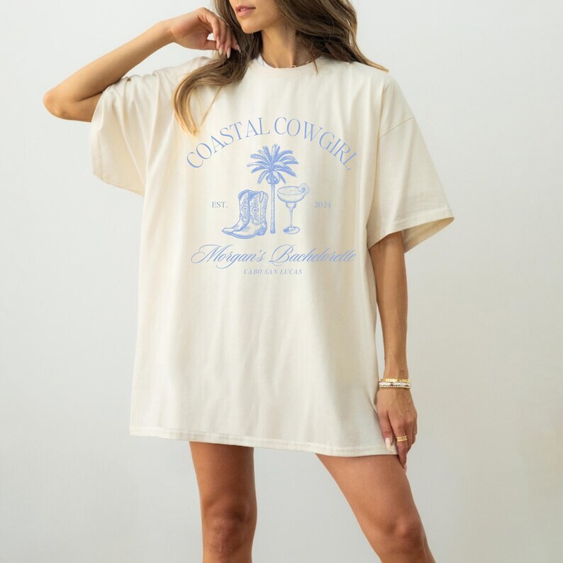 Coastal Cowgirl Bachelorette Logo Last Toast On The Coast Beach Bachelorette Shirt Design Coastal Cowgirl Girls Club Editable Canva Template