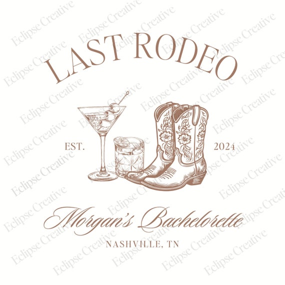 Cowgirl Bachelorette Logo Last Rodeo Bachelorette Shirt Design Western Bach Template PNG Cowgirl Social Club Editable Canva Template Design