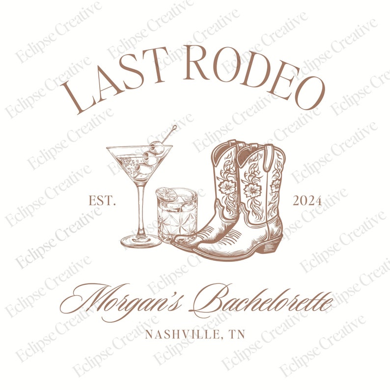Cowgirl Bachelorette Logo Last Rodeo Bachelorette Shirt Design Western Bach Template PNG Cowgirl Social Club Editable Canva Template Design