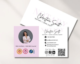 Notary Business Card Template , Notary Digital Card, Loan Signing Agent Business Card, Notary Canva Template Card