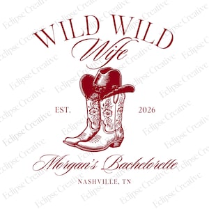 Vild vild fru Bachelorette-logotyp, sista rodeo, bachelorette-skjortadesign, western bach-mall, png, cowgirl, redigerbar Canva-malldesign