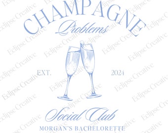 Champagne Problems Logo,Social Cocktail Club,Cocktail Bach Logo,Custom Bach Club Logo,Social Club Logo,Last Name Social Club