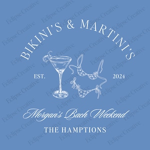 Martinis And Bikinis Bachelorette Logo Template, Editable Template, Beach Bachelorette Logo, Bach Merch Logo Template, Custom Canva Template