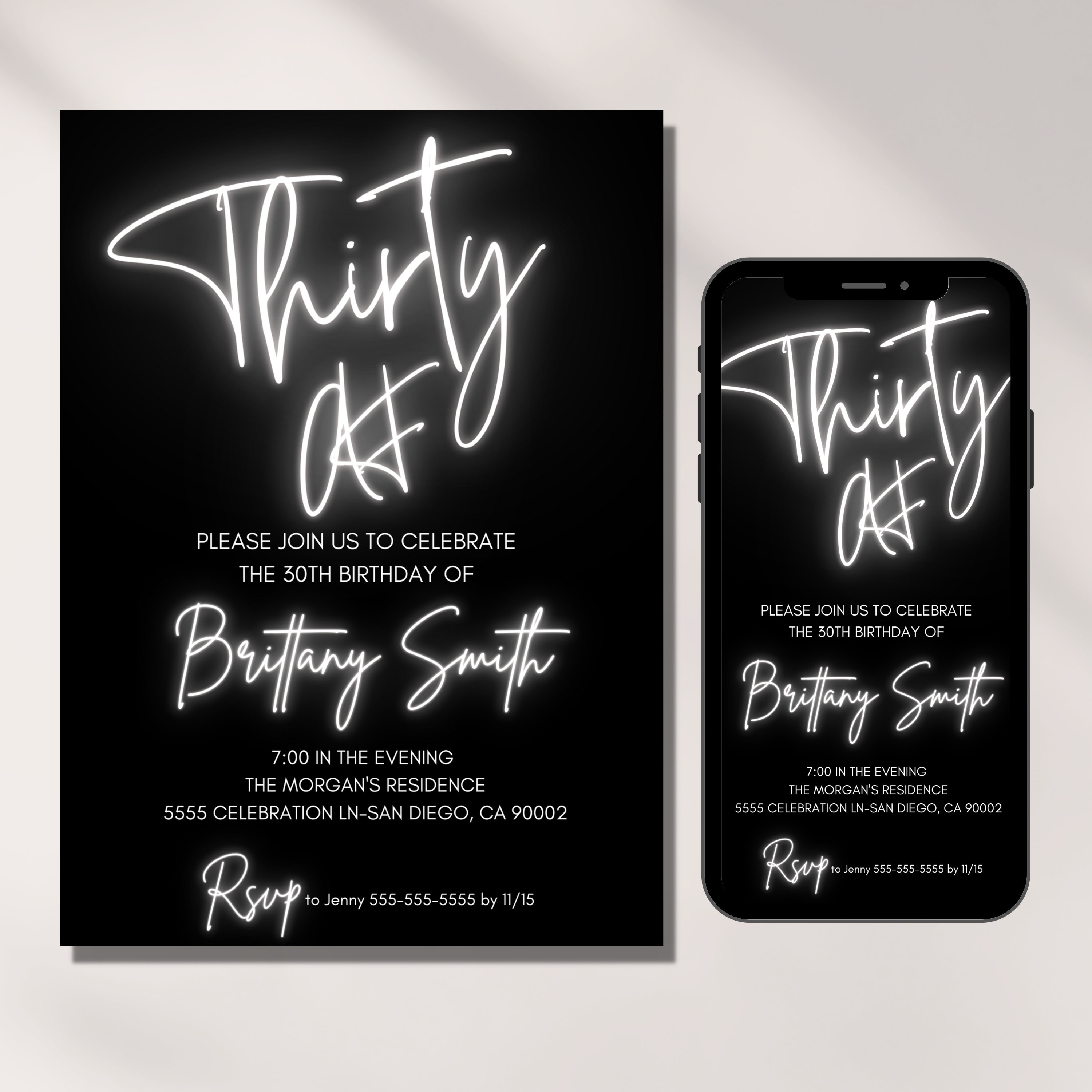 Thirty Af Thirty AF Invitation, 30th Birthday Invites Funny, for Woman, Digital ...