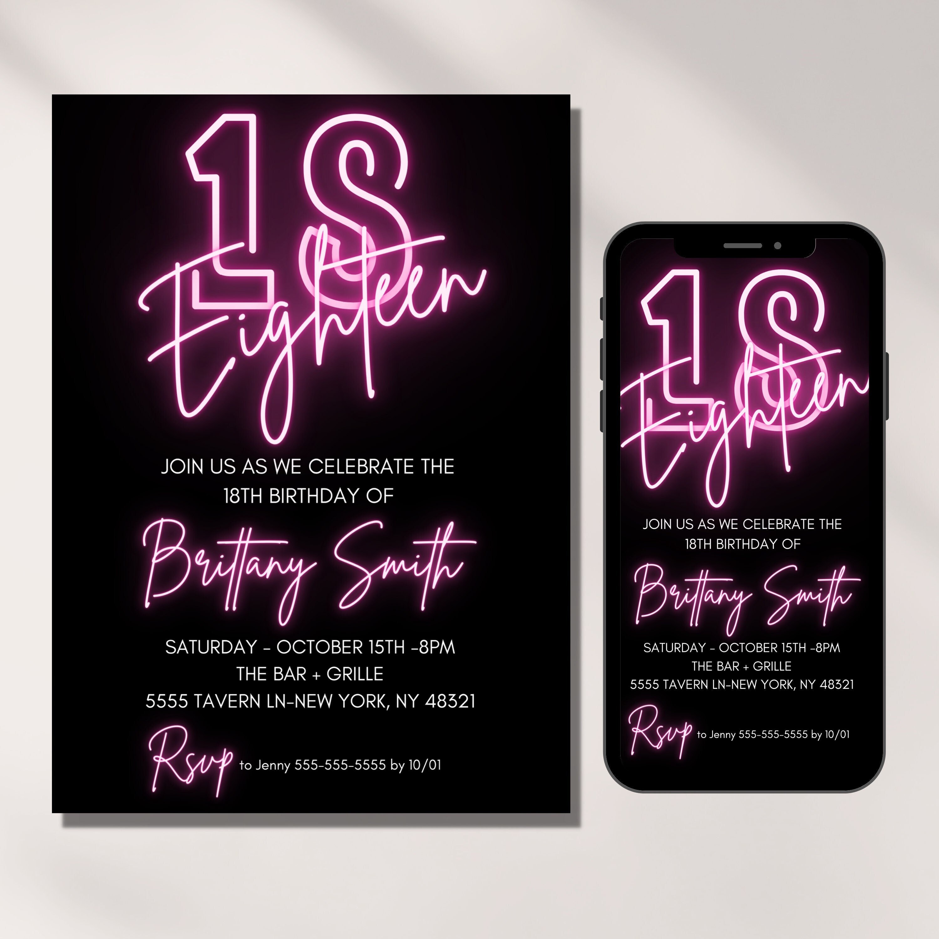 18th birthday invitation on sale card