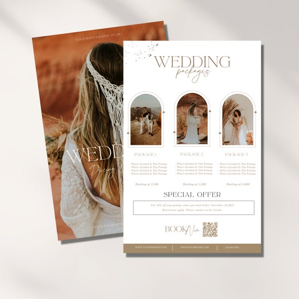 Photographer Price Guide, Wedding Photography Price Template, Price List Template, Photography Pricing Template, Brochure Canva Template