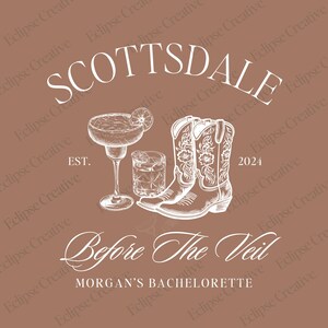 Cowgirl Bachelorette Logo Scottsdale Bachelorette Shirt Design Western Bach Template PNG Cowgirl Social Club Editable Canva Template Design