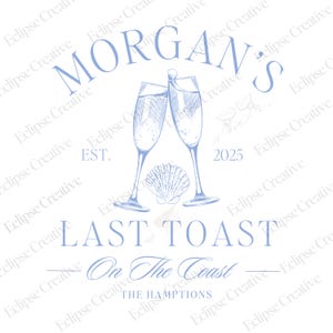 Last Toast On The Coast Bachelorette Logo Template,Editable Template, Beach Bachelorette Logo,Bach Merch Logo Template,Custom Canva Template