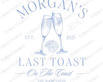 Modelo de logotipo de despedida de solteira Last Toast On The Coast, modelo editável, logotipo de despedida de solteira de praia, modelo de logotipo de produtos Bach, modelo personalizado do Canva