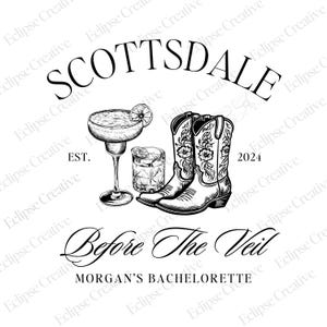 Cowgirl Bachelorette Logo Scottsdale Bachelorette Shirt Design Western Bach Template PNG Cowgirl Social Club Editable Canva Template Design