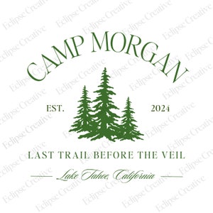 Camp Bachelorette Logo-Design, bearbeitbare Canva Vorlage, Camp Bach Crew, Letzter Weg vor dem Schleier, Benutzerdefiniertes Camp-Logo, benutzerdefiniertes Bach Party-Logo