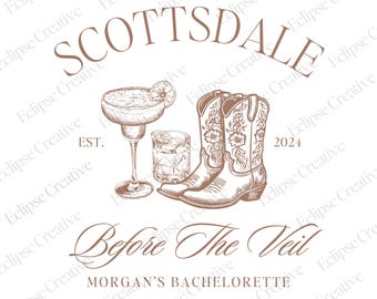 Cowgirl Bachelorette Logo Scottsdale Bachelorette Shirt Design Western Bach Template PNG Cowgirl Social Club Editable Canva Template Design