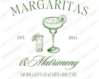 Margs And Matrimony Bachelorette Logo Template, Editable Template,Beach Bachelorette Logo,Bach Merch Logo Template, Custom Canva Template