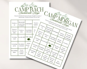 Bachelorette Party Bingo Game, Editable Camp Bach Party Bingo Template, Printable Hen Party Drinking Game, Bach Bingo Drinking Game
