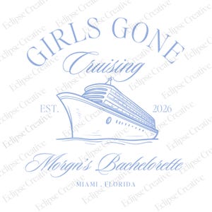 Girls Gone Cruising, Beach Bachelorette Logo Template, Editable Template, Custom Bach Logo, Bachelorette Shirt Design, Canva Template