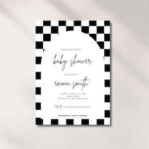 Checkers Baby Shower Invitation , Checkerboard Baby Shower Invite,Neutral Baby Shower Invite ,Beige Baby Shower Invitation