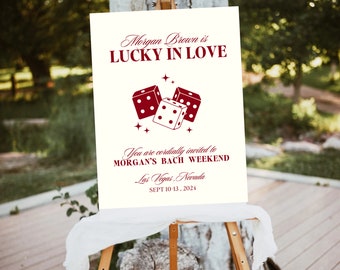 Lucky in Love Bachelorette Welcome Sign Las Vegas Bachelorette Sign Playing Cards Bachelorette Template Vintage Vegas Bachelorette Party