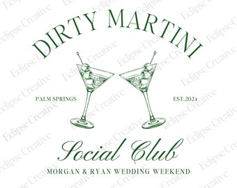 Dirty Martini Social Club Bachelorette Logo, Editable Template, Cocktail Bach Logo, Custom Drink Template, Classy Bach Shirt, Canva Template