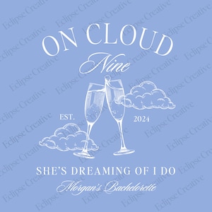 Cloud Nine Bachelorette ,Bride On Cloud 9 Template, Dreaming Of I Do, Custom Bach Club Design, Match Made In Heaven, Canva Editable Template