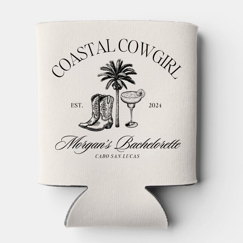 Coastal Cowgirl Bachelorette Logo Last Toast On The Coast Beach Bachelorette Shirt Design Coastal Cowgirl Girls Club Editable Canva Template