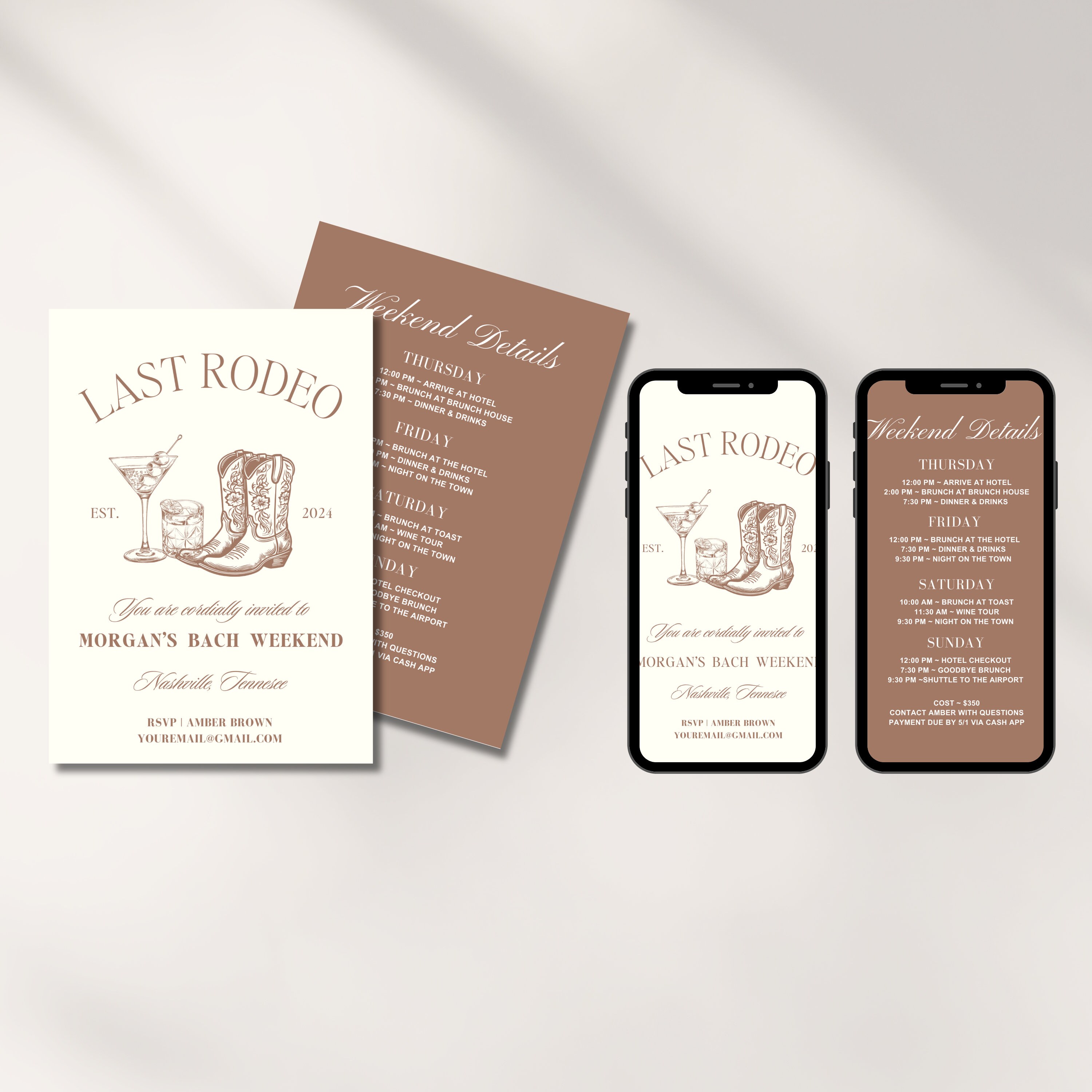 Last Rodeo Bachelorette Invitation Scottsdale Editable Invitation ...