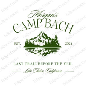 Camp Bachelorette Logo-Design, bearbeitbare Canva Vorlage, Camp Bach Crew, Letzter Weg vor dem Schleier, Benutzerdefiniertes Camp-Logo, benutzerdefiniertes Bach Party-Logo