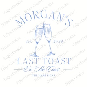 Last Toast On The Coast Bachelorette Logo Template,Editable Template, Beach Bachelorette Logo,Bach Merch Logo Template,Custom Canva Template