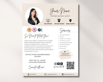 Notary Intro Flyer, Notary Marketing Flyer Template, Loan Signing Agent, Notary Flyer Design, Notary Intro Flyer, Notary