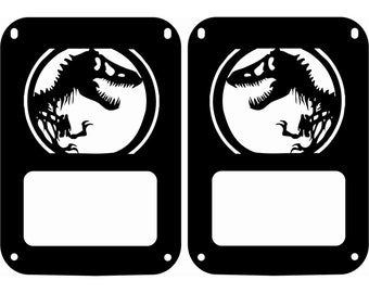 Custom Laser Cut Light Covers Compatible with Jeep Wrangler JK Jurassic Park