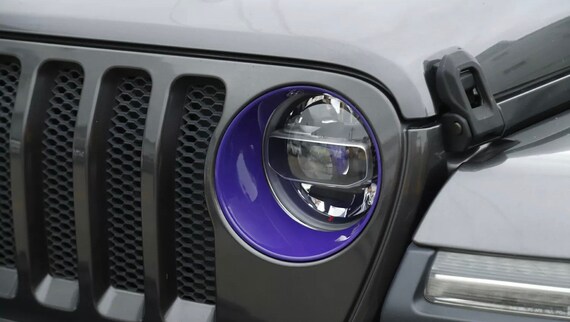 Custom Painted Front Grille Inserts Covers & Headlight Cover for 2018 Jeep  Wrangler JL Sport Purple 