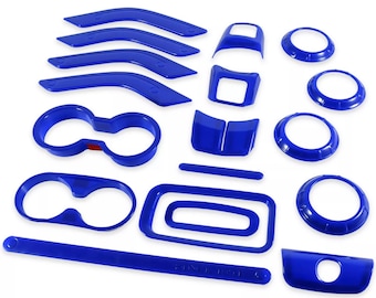 Custom Painted Blue Interior Decor Trim Cover Kit For Jeep Wrangler JK JKU 2011+ 18pcs