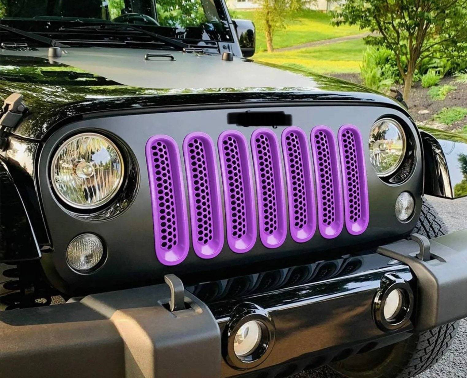 Custom Painted Grille Inserts Clips Mesh Insert for 07 18 Jeep Wrangler JK JKU Purple