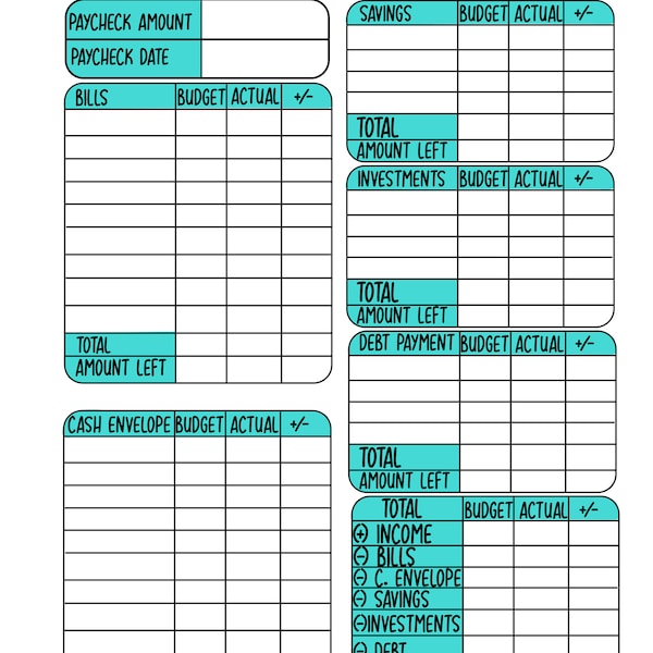 Paycheck budget planner