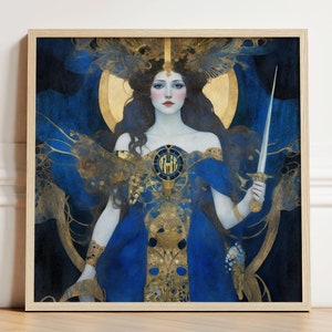 Nemesis print, Goddess of retribution, Greek mythology, pagan Witchy gift, altar art, warrior queen home decor, art deco, new art nouveau