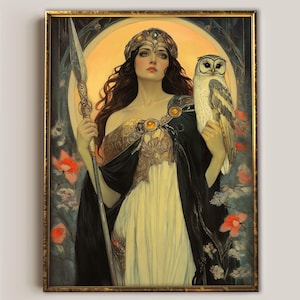 Pallas Athena Art Nouveau Print, Greek Goddess Wisdom Warrior Poster image 1