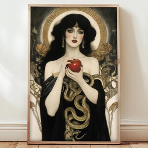Lilith print, Giclee Art Nouveau poster, Goddess with serpents, mythology gothic wall art, sacred feminine, feminist decor, witchy gift