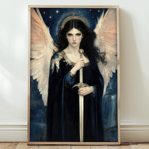 Nemesis print, Lawyer wall art, Giclee poster, Goddess of retribution & fate, Greek mythology, gothic celestial art, dark angel witchy gift