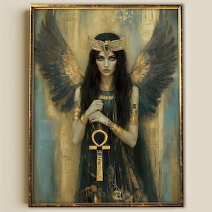 Nephthys Art Nouveau Print, Egyptian Goddess, Gothic Pagan Decor