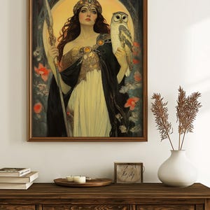 Pallas Athena Art Nouveau Print, Greek Goddess Wisdom Warrior Poster image 9