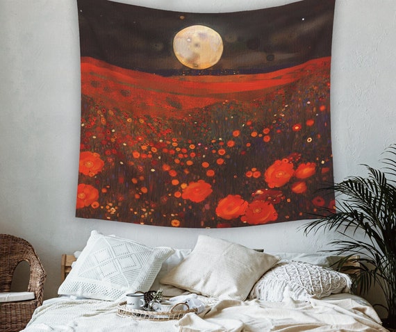 Floral moon tapestry sale