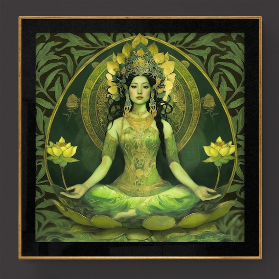 Green Tara Buddhist Printable, Meditation Room Decor Gift