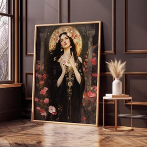 Flora Goddess Art Nouveau Print, Roman Mythology Spring Floral Wall ...